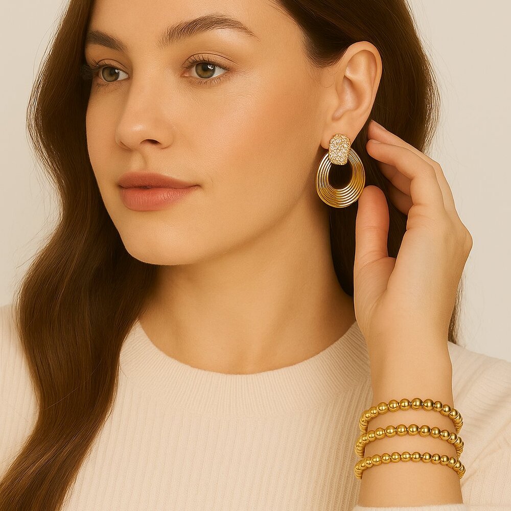 Sugar Fix by Baublebar Gold‎ Tone Rhinestone Earring & Bracelet Set